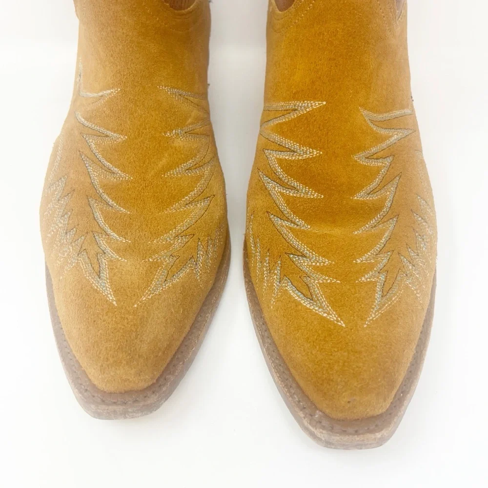 Lucchese Boots Green Suede Snip Toe Western Cowgirl - Picture 7 of 12